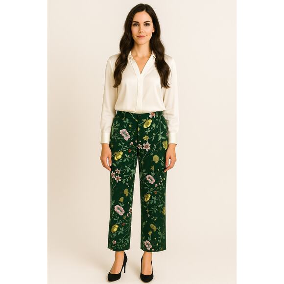 LOFT Pants - NWT LOFT green floral moody botanical trousers dress pants Size 6 office career
